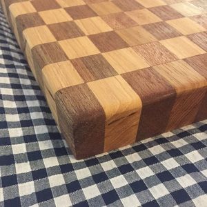 Exotic hardwood mahogany and hickory cutting board